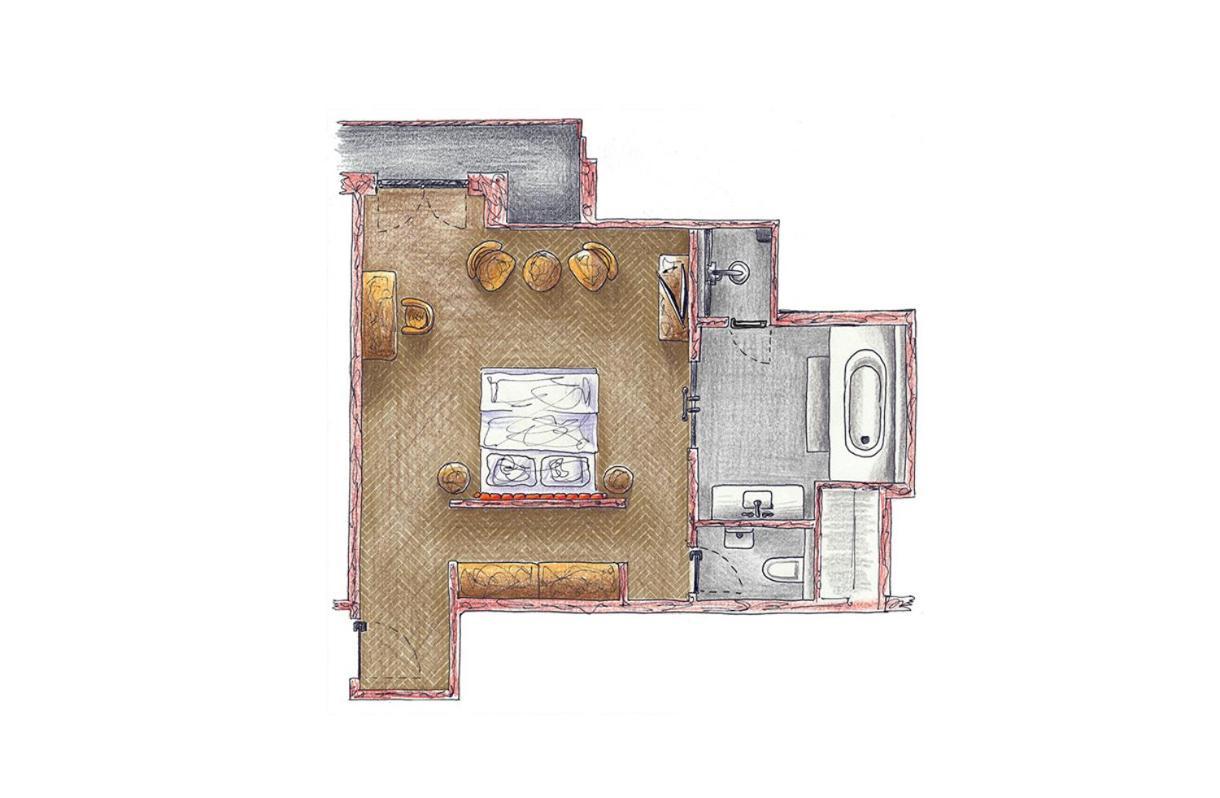 Das James Flensburg Ngoại thất bức ảnh Floorplan of a typical studio apartment